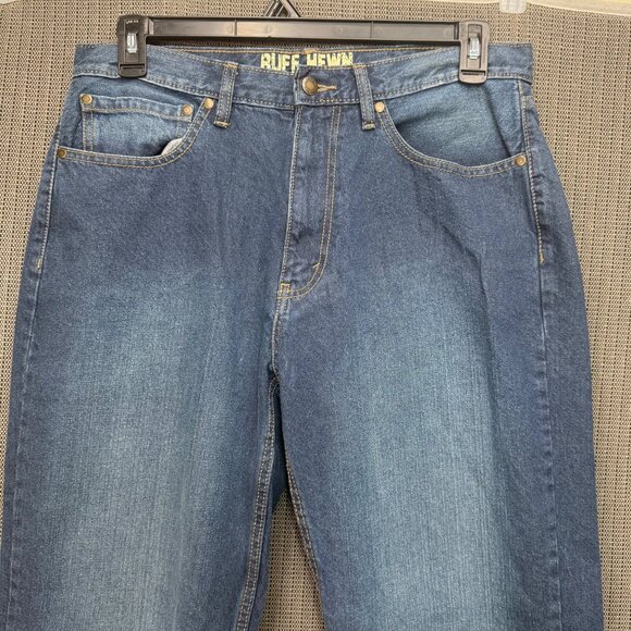 Ruff Hewn Mens 34x30 Classic Blue Denim Relaxed Fit Jeans - Picture 3 of 9